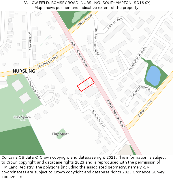 FALLOW FIELD, ROMSEY ROAD, NURSLING, SOUTHAMPTON, SO16 0XJ: Location map and indicative extent of plot