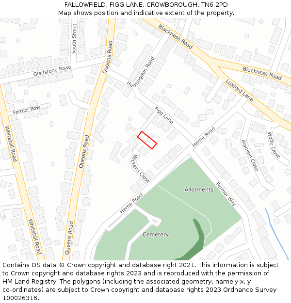 FALLOWFIELD, FIGG LANE, CROWBOROUGH, TN6 2PD: Location map and indicative extent of plot
