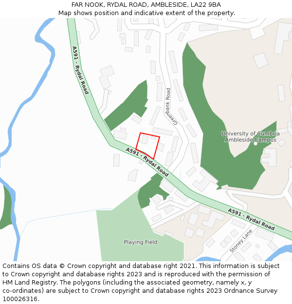 FAR NOOK, RYDAL ROAD, AMBLESIDE, LA22 9BA: Location map and indicative extent of plot