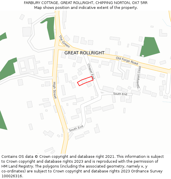 FARBURY COTTAGE, GREAT ROLLRIGHT, CHIPPING NORTON, OX7 5RR: Location map and indicative extent of plot