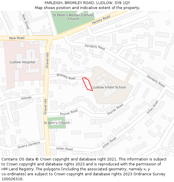 FARLEIGH, BROMLEY ROAD, LUDLOW, SY8 1QY: Location map and indicative extent of plot