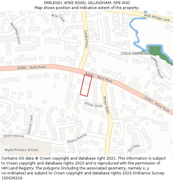 FARLEIGH, WYKE ROAD, GILLINGHAM, SP8 4NG: Location map and indicative extent of plot