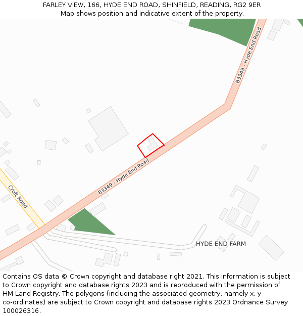 FARLEY VIEW, 166, HYDE END ROAD, SHINFIELD, READING, RG2 9ER: Location map and indicative extent of plot
