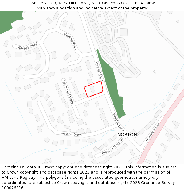 FARLEYS END, WESTHILL LANE, NORTON, YARMOUTH, PO41 0RW: Location map and indicative extent of plot