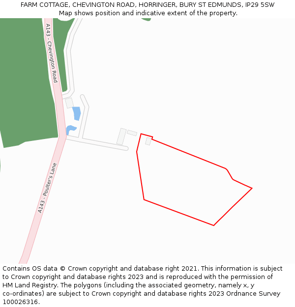 FARM COTTAGE, CHEVINGTON ROAD, HORRINGER, BURY ST EDMUNDS, IP29 5SW: Location map and indicative extent of plot