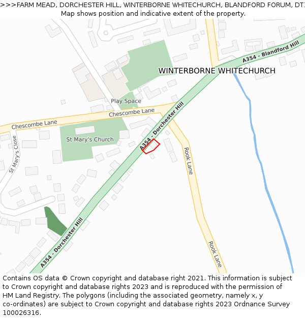 FARM MEAD, DORCHESTER HILL, WINTERBORNE WHITECHURCH, BLANDFORD FORUM, DT11 0HW: Location map and indicative extent of plot