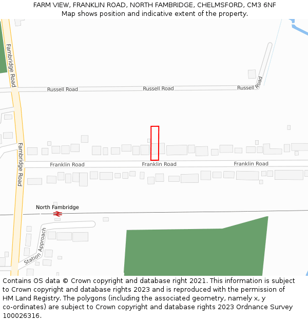 FARM VIEW, FRANKLIN ROAD, NORTH FAMBRIDGE, CHELMSFORD, CM3 6NF: Location map and indicative extent of plot