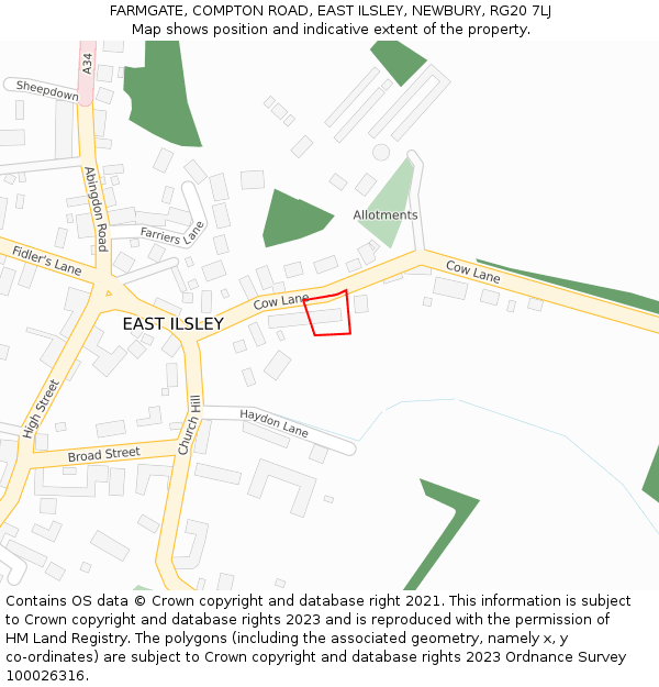 FARMGATE, COMPTON ROAD, EAST ILSLEY, NEWBURY, RG20 7LJ: Location map and indicative extent of plot