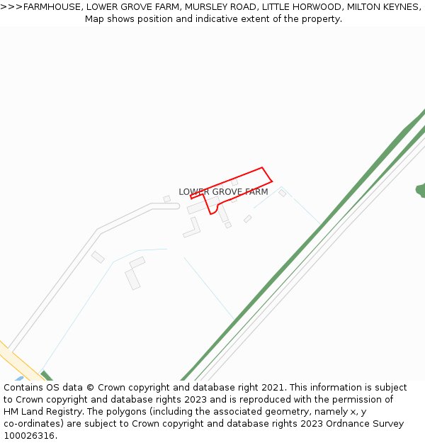 FARMHOUSE, LOWER GROVE FARM, MURSLEY ROAD, LITTLE HORWOOD, MILTON KEYNES, MK17 0PG: Location map and indicative extent of plot