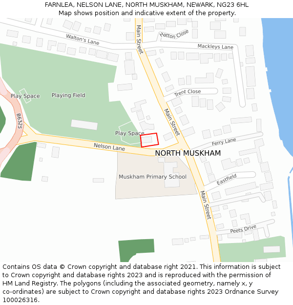 FARNLEA, NELSON LANE, NORTH MUSKHAM, NEWARK, NG23 6HL: Location map and indicative extent of plot