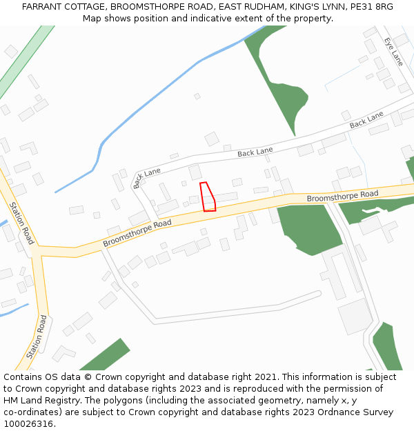 FARRANT COTTAGE, BROOMSTHORPE ROAD, EAST RUDHAM, KING'S LYNN, PE31 8RG: Location map and indicative extent of plot