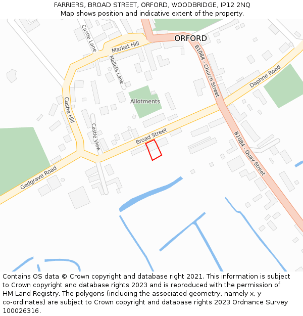 FARRIERS, BROAD STREET, ORFORD, WOODBRIDGE, IP12 2NQ: Location map and indicative extent of plot
