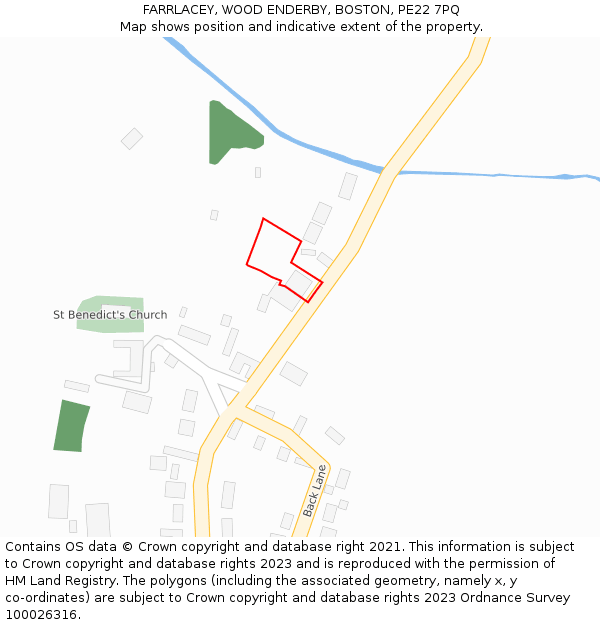 FARRLACEY, WOOD ENDERBY, BOSTON, PE22 7PQ: Location map and indicative extent of plot