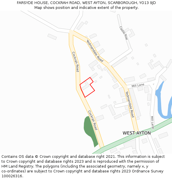 FARSYDE HOUSE, COCKRAH ROAD, WEST AYTON, SCARBOROUGH, YO13 9JD: Location map and indicative extent of plot