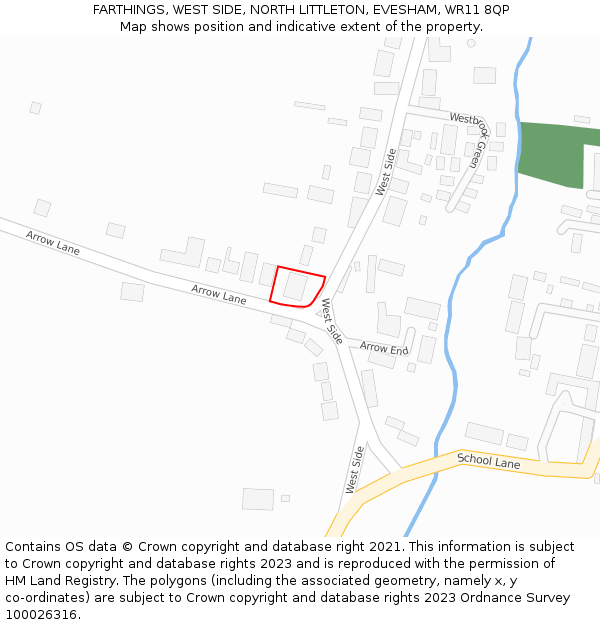 FARTHINGS, WEST SIDE, NORTH LITTLETON, EVESHAM, WR11 8QP: Location map and indicative extent of plot