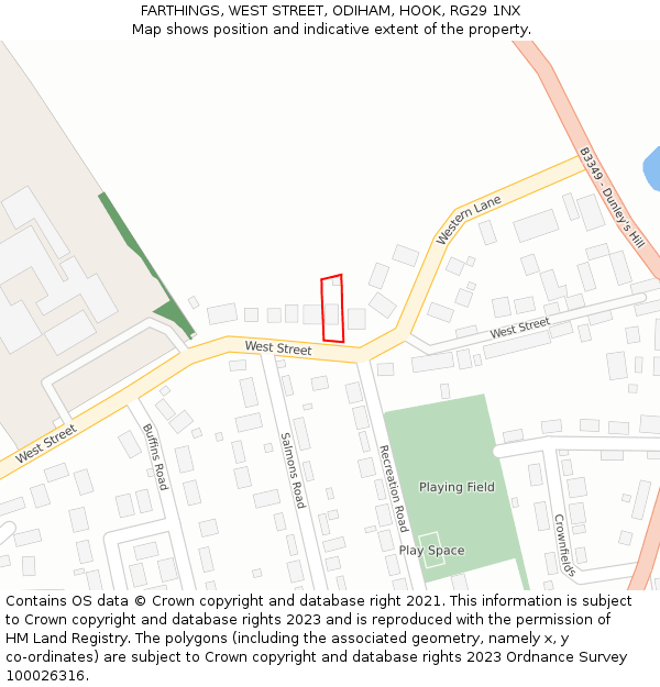 FARTHINGS, WEST STREET, ODIHAM, HOOK, RG29 1NX: Location map and indicative extent of plot