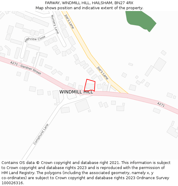 FARWAY, WINDMILL HILL, HAILSHAM, BN27 4RX: Location map and indicative extent of plot