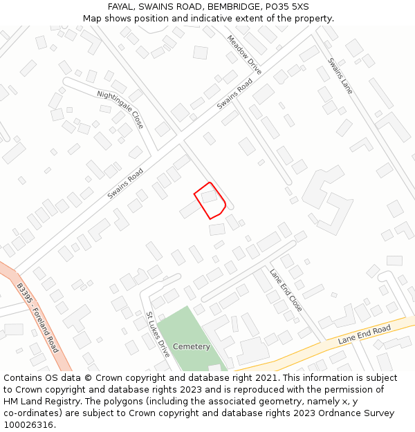 FAYAL, SWAINS ROAD, BEMBRIDGE, PO35 5XS: Location map and indicative extent of plot