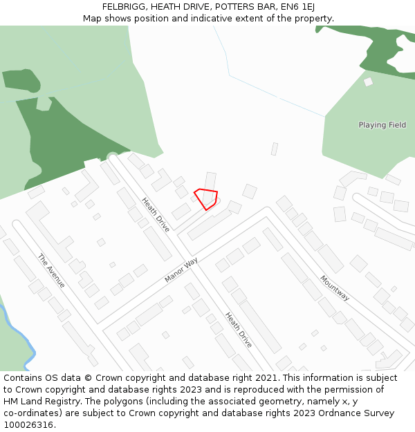 FELBRIGG, HEATH DRIVE, POTTERS BAR, EN6 1EJ: Location map and indicative extent of plot