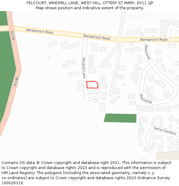 FELCOURT, WINDMILL LANE, WEST HILL, OTTERY ST MARY, EX11 1JP: Location map and indicative extent of plot