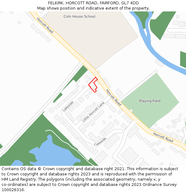 FELKIRK, HORCOTT ROAD, FAIRFORD, GL7 4DD: Location map and indicative extent of plot