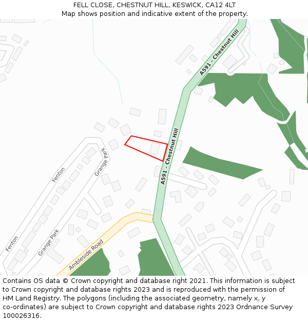 FELL CLOSE, CHESTNUT HILL, KESWICK, CA12 4LT: Location map and indicative extent of plot