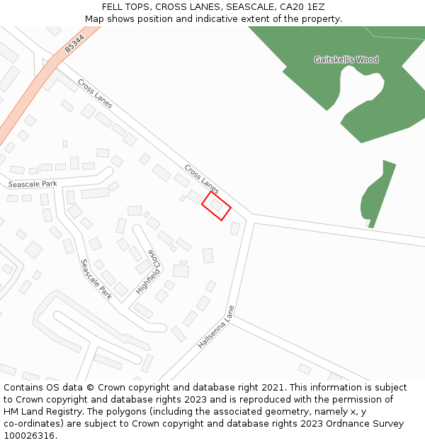 FELL TOPS, CROSS LANES, SEASCALE, CA20 1EZ: Location map and indicative extent of plot