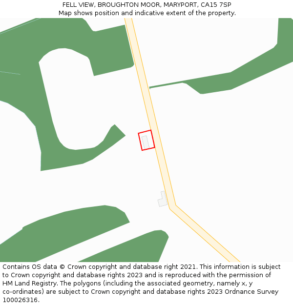 FELL VIEW, BROUGHTON MOOR, MARYPORT, CA15 7SP: Location map and indicative extent of plot