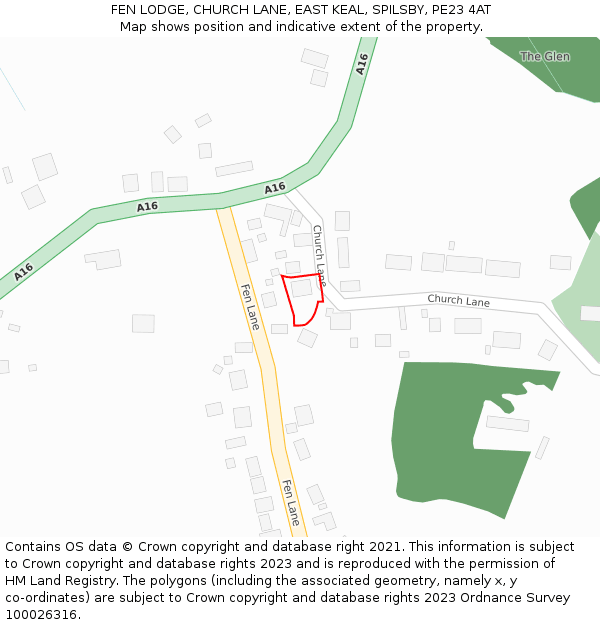 FEN LODGE, CHURCH LANE, EAST KEAL, SPILSBY, PE23 4AT: Location map and indicative extent of plot