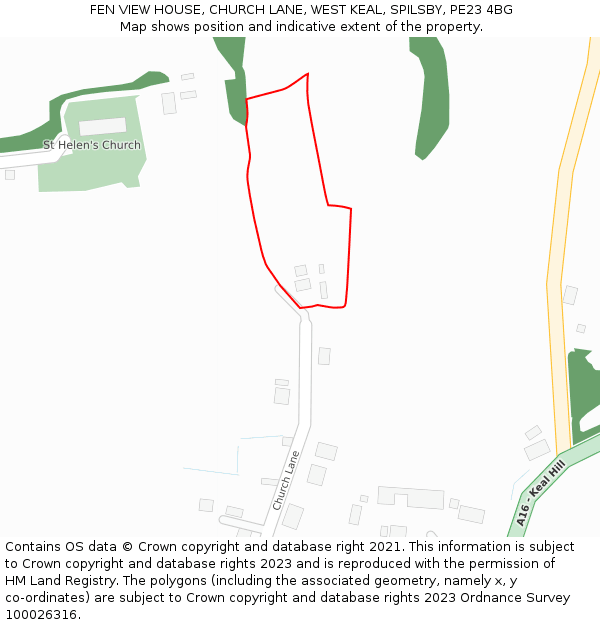 FEN VIEW HOUSE, CHURCH LANE, WEST KEAL, SPILSBY, PE23 4BG: Location map and indicative extent of plot