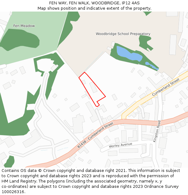 FEN WAY, FEN WALK, WOODBRIDGE, IP12 4AS: Location map and indicative extent of plot
