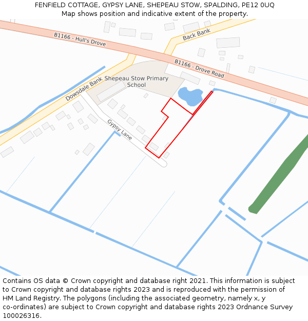 FENFIELD COTTAGE, GYPSY LANE, SHEPEAU STOW, SPALDING, PE12 0UQ: Location map and indicative extent of plot