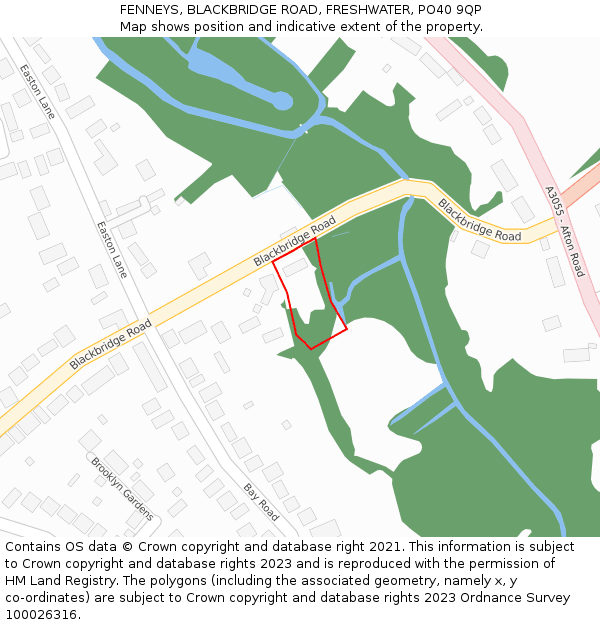 FENNEYS, BLACKBRIDGE ROAD, FRESHWATER, PO40 9QP: Location map and indicative extent of plot