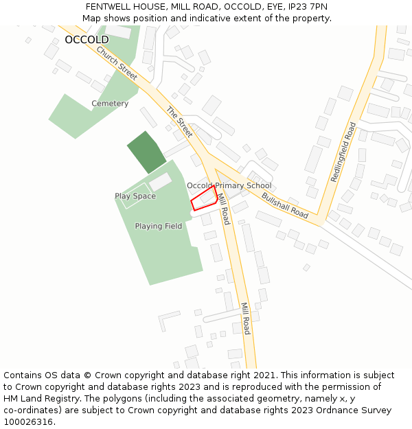 FENTWELL HOUSE, MILL ROAD, OCCOLD, EYE, IP23 7PN: Location map and indicative extent of plot