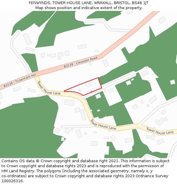 FENWYNDS, TOWER HOUSE LANE, WRAXALL, BRISTOL, BS48 1JT: Location map and indicative extent of plot