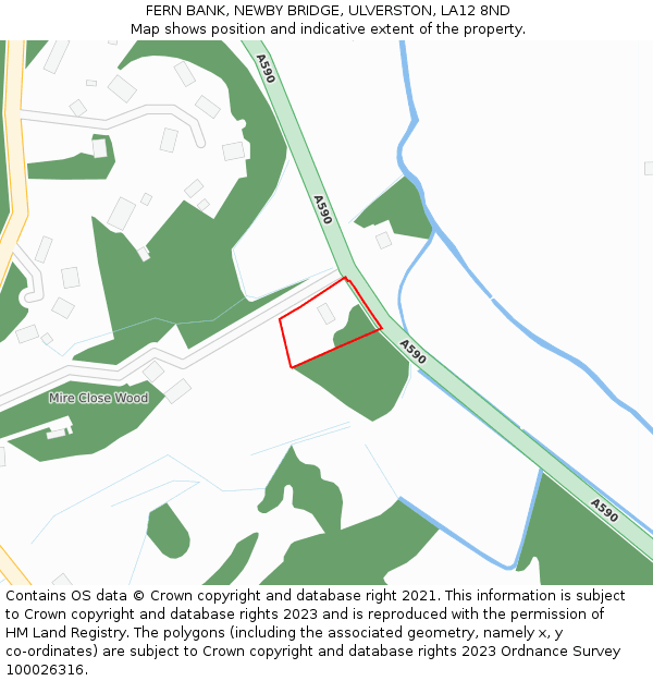 FERN BANK, NEWBY BRIDGE, ULVERSTON, LA12 8ND: Location map and indicative extent of plot