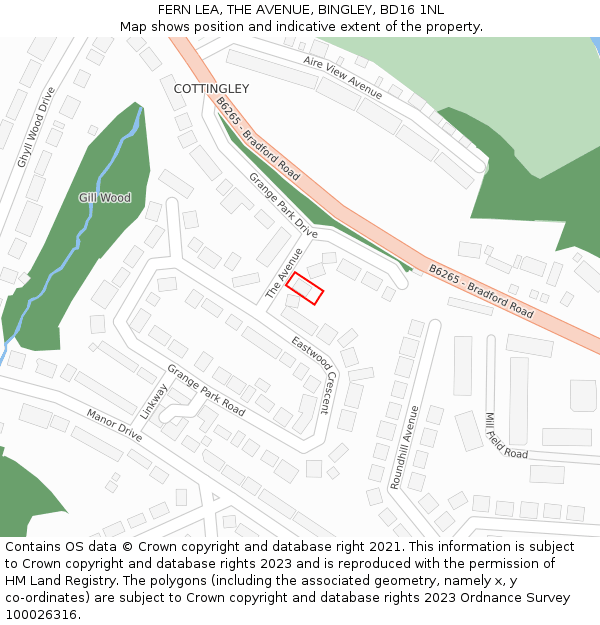 FERN LEA, THE AVENUE, BINGLEY, BD16 1NL: Location map and indicative extent of plot