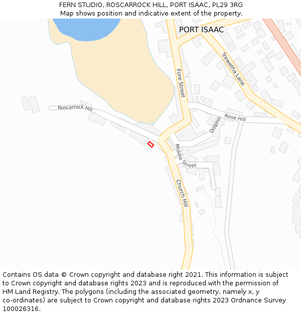 FERN STUDIO, ROSCARROCK HILL, PORT ISAAC, PL29 3RG: Location map and indicative extent of plot