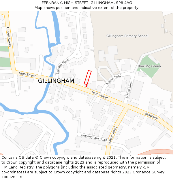 FERNBANK, HIGH STREET, GILLINGHAM, SP8 4AG: Location map and indicative extent of plot
