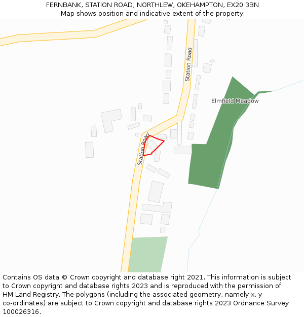 FERNBANK, STATION ROAD, NORTHLEW, OKEHAMPTON, EX20 3BN: Location map and indicative extent of plot