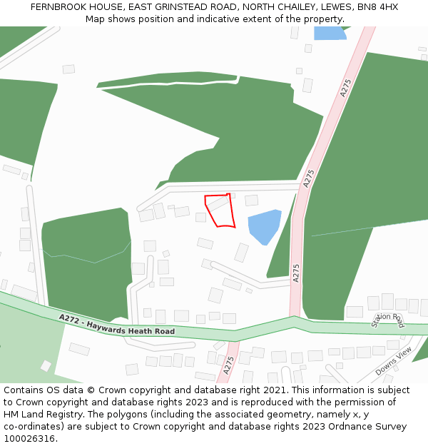 FERNBROOK HOUSE, EAST GRINSTEAD ROAD, NORTH CHAILEY, LEWES, BN8 4HX: Location map and indicative extent of plot