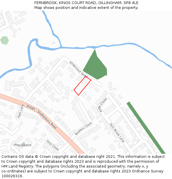 FERNBROOK, KINGS COURT ROAD, GILLINGHAM, SP8 4LE: Location map and indicative extent of plot