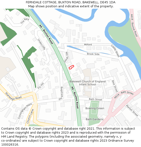 FERNDALE COTTAGE, BUXTON ROAD, BAKEWELL, DE45 1DA: Location map and indicative extent of plot