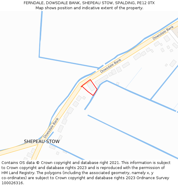 FERNDALE, DOWSDALE BANK, SHEPEAU STOW, SPALDING, PE12 0TX: Location map and indicative extent of plot