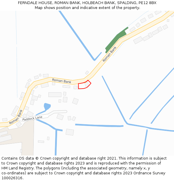 FERNDALE HOUSE, ROMAN BANK, HOLBEACH BANK, SPALDING, PE12 8BX: Location map and indicative extent of plot