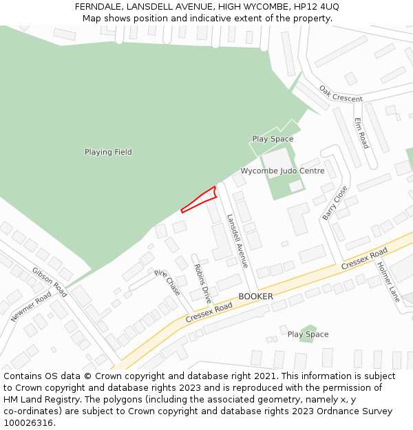 FERNDALE, LANSDELL AVENUE, HIGH WYCOMBE, HP12 4UQ: Location map and indicative extent of plot