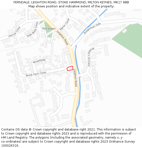 FERNDALE, LEIGHTON ROAD, STOKE HAMMOND, MILTON KEYNES, MK17 9BB: Location map and indicative extent of plot