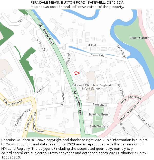 FERNDALE MEWS, BUXTON ROAD, BAKEWELL, DE45 1DA: Location map and indicative extent of plot