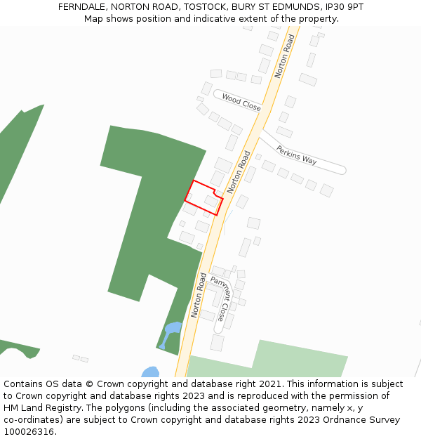 FERNDALE, NORTON ROAD, TOSTOCK, BURY ST EDMUNDS, IP30 9PT: Location map and indicative extent of plot