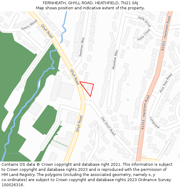 FERNHEATH, GHYLL ROAD, HEATHFIELD, TN21 0AJ: Location map and indicative extent of plot